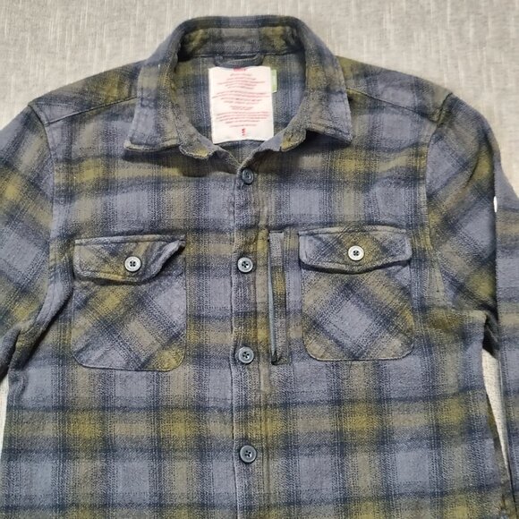 Globe Wanderer Shacket Flannel Shirts Green Blue Plaid Button Down - Picture 2 of 13